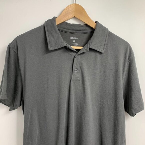 True Classic Men's Cotton Button Stretch Short Sleeve Pullover Polo Shirt Size M - Picture 4 of 10